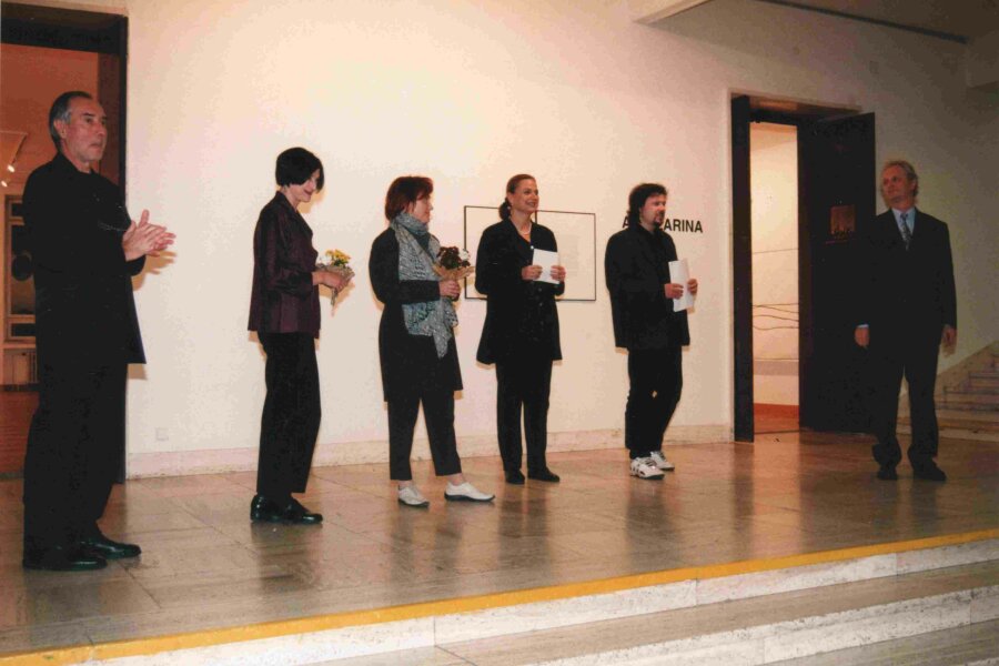 zleva Pavel Liška, ?, Valie Export, Monika Faber, Jitka Pernesová, ?, Manfred Poiger; foto: Anna Pecková